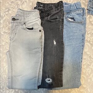 Set of Three Slim Fit Jeans - Light Gray, Black, and Blue